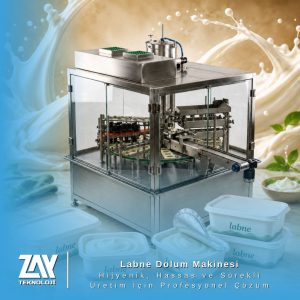 Labne dolum makinesi ZY-RFM 04 ile hazır kapta hijyenik ve otomatik dolum